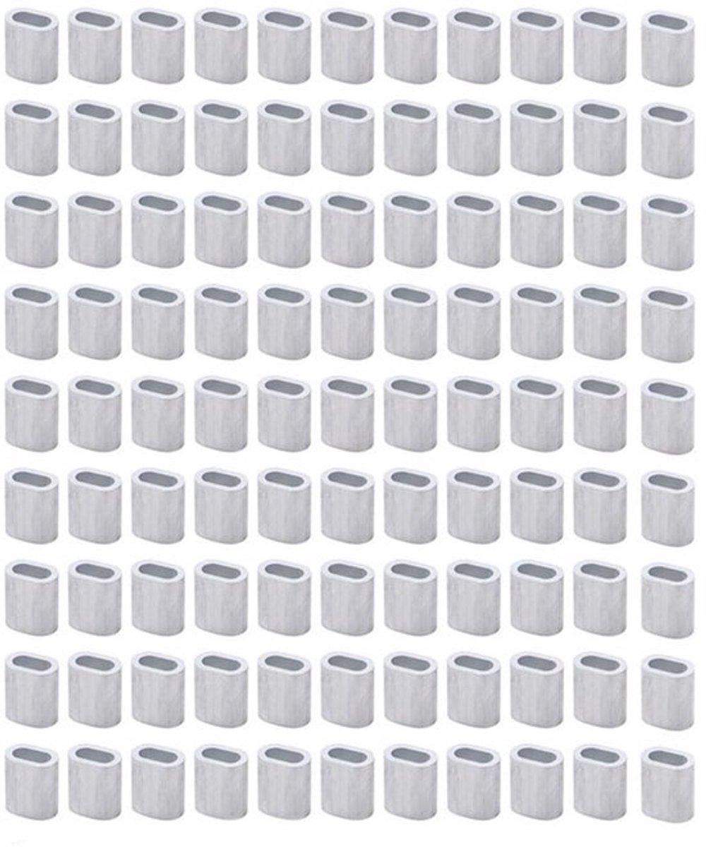 Krimploophuls 100 Stuks - Aluminium Draadkabel - Kabelbevestiging - Touwklemmen - Visserij - Gereedschapsset - Draadkabelhulzen