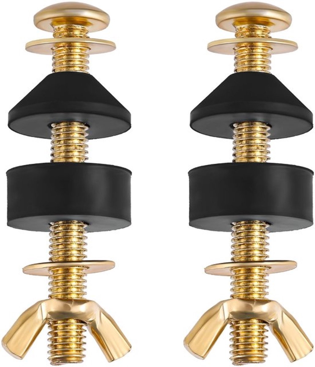 Brilschroeven Vervangingsset - Roestvrij Stalen Bevestigingsset - Bouten/Vleugelmoeren - Sluitringen/Conische Ringen - 2 Pack - Geschikt voor Toiletstoelen - Toiletbrilschroeven
