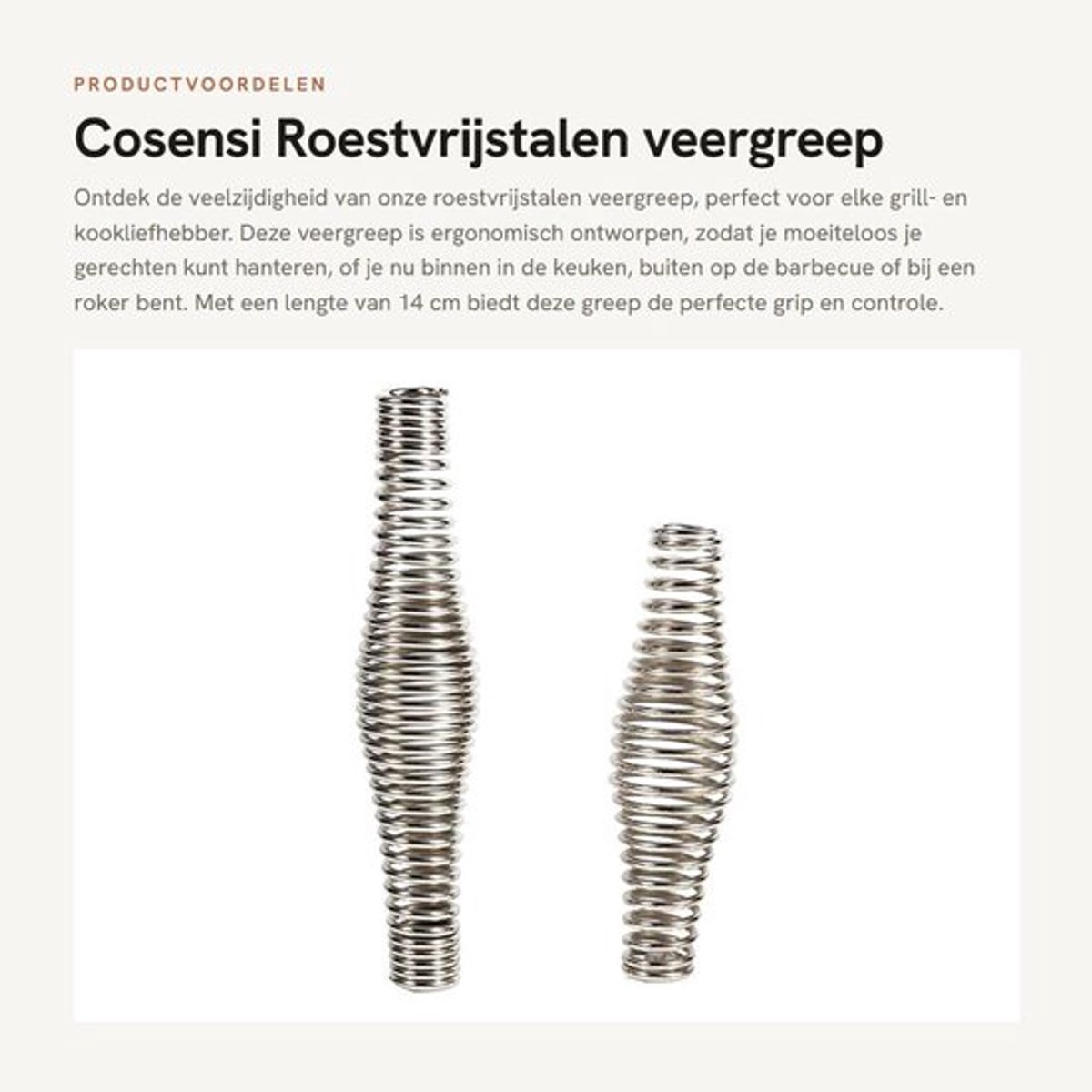Veergreep Roestvrij Staal - Ergonomisch Handvat - Koolstofstaal - Grill/BBQ - Roker/Oven - Duurzaam en Roestbestendig - Grillhandvat