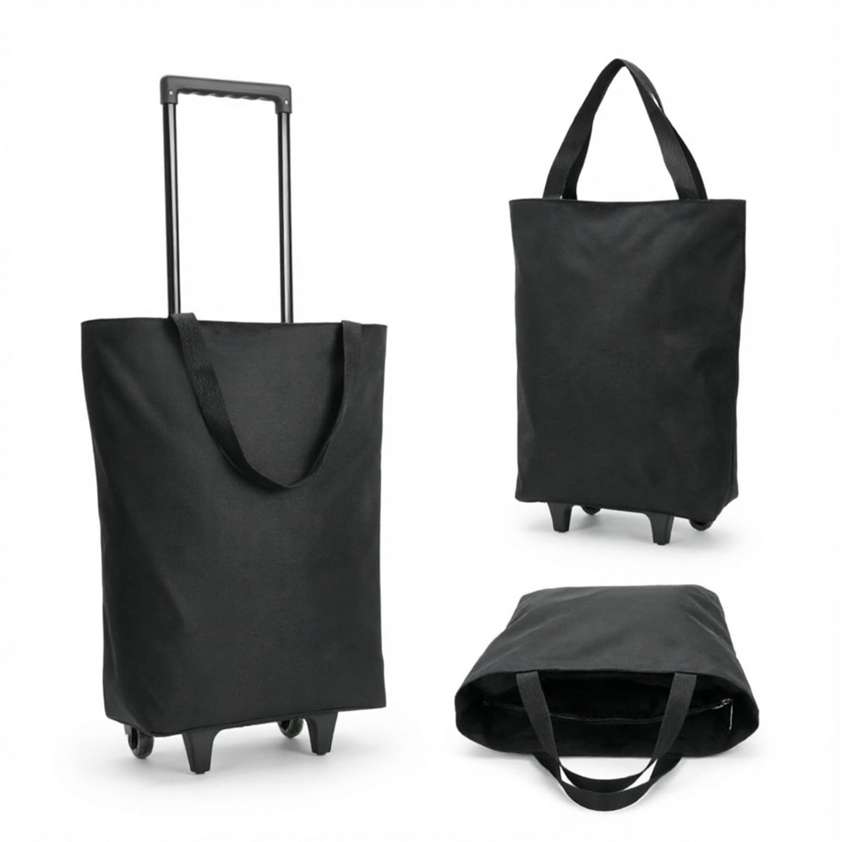 SnelShoppen - 2-in-1 Boodschappentrolley met Wielen, 30x20x42 cm, Multifunctionele Opvouwbare Boodschappentas voor Kamperen, Reizen en Dagelijkse Bood