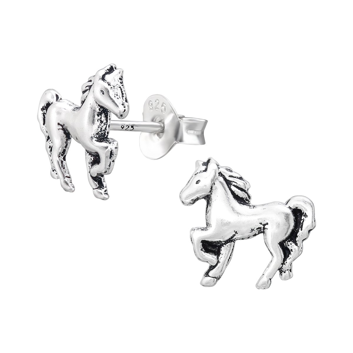 Oorbellen paard meisje - zilver