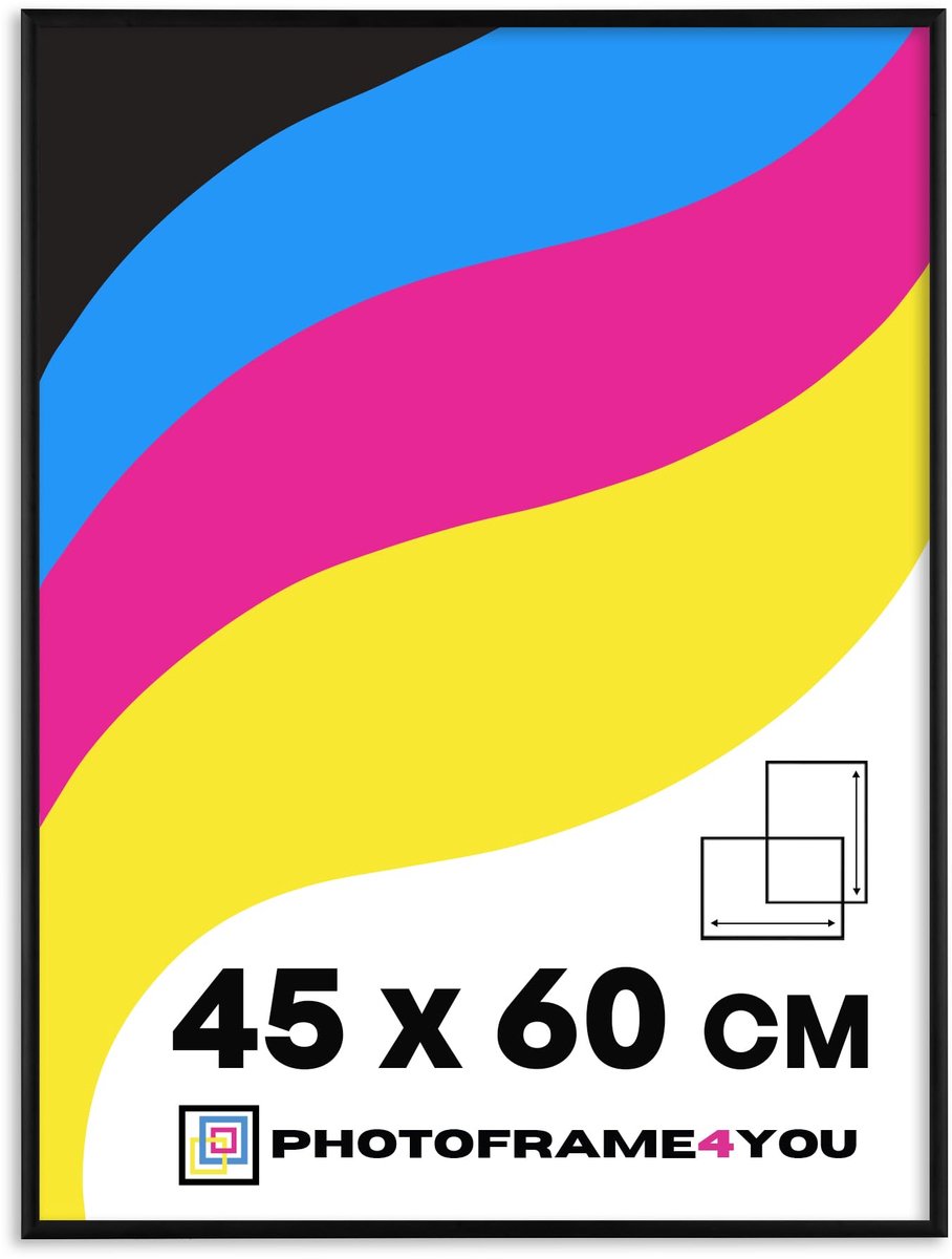 SnelShoppen - Fotolijst 45x60 cm Aluminium met Acrylglas - Zwart - Moderne Wanddecoratie voor Thuis, Kantoor, Feest en Speciale Gelegenheden