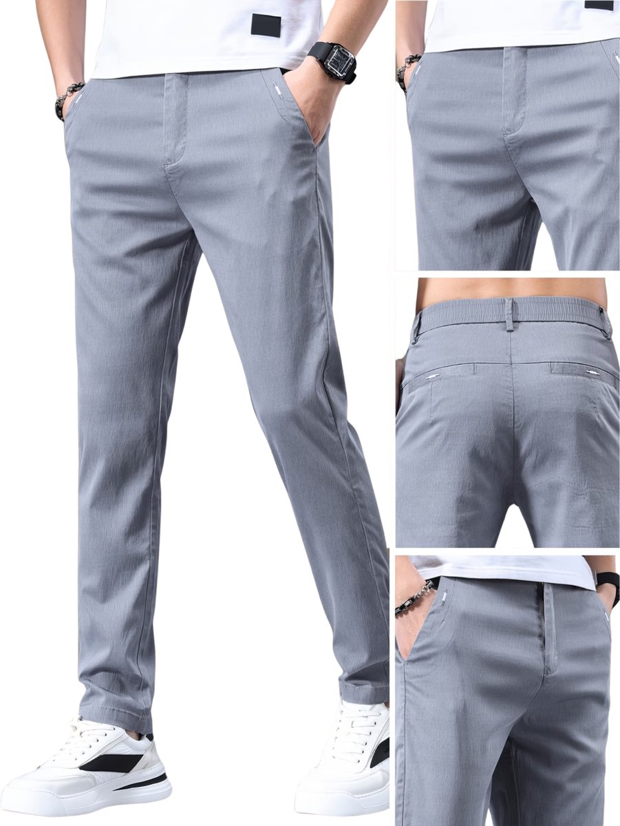 Currero Pantalon Heren Chino Regular Fit Golfbroek Nette Broek Met Elastische Tailleband Volwassenen Lichtgrijs XXS
