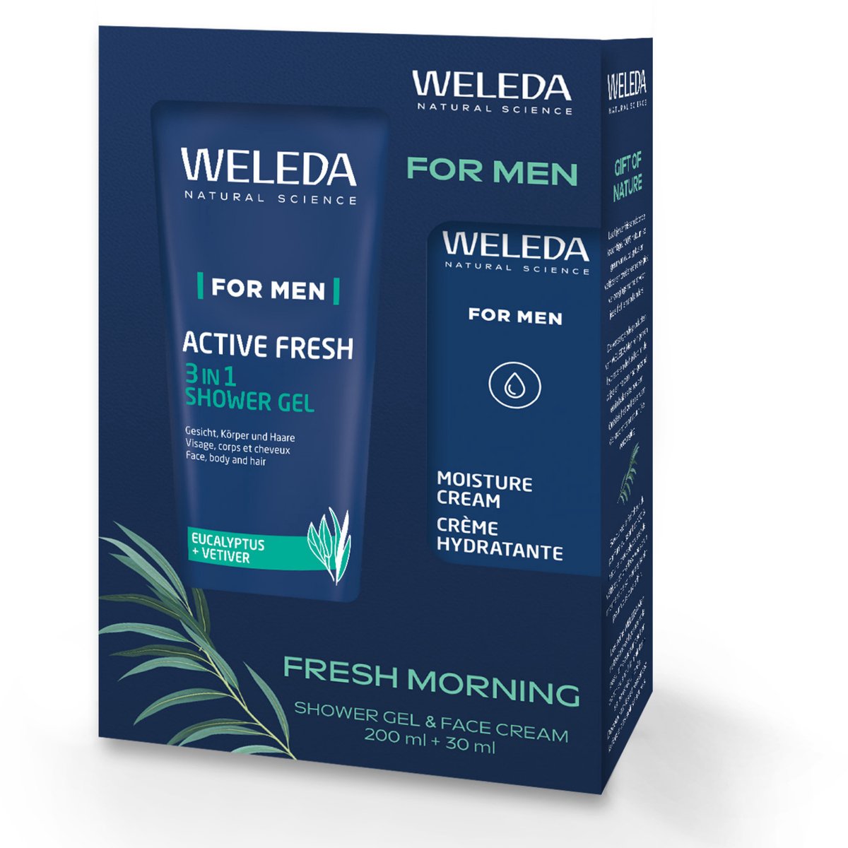 WELEDA MEN Fresh Morning Giftset - Manverzorging Cadeauverpakking - Hydraterende Crème & Douchegel - Hydrateert & Beschermt tegen Uitdroging - Geeft Een Fris & Zacht Gevoel - 100% Natuurlijke Ingrediënten