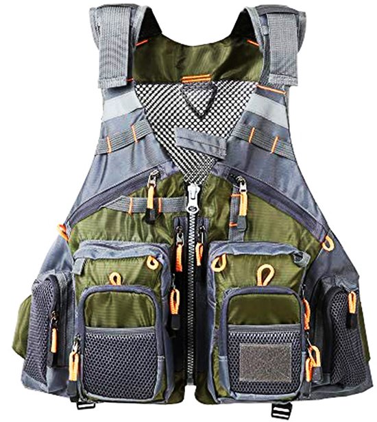 Reddingsvest voor vissen vanaf de rotsen - Reddingsvest voor volwassenen - Geschikt voor kajakken en vissen - Meerdere zakken - 55 * 46 cm - Afneembaar - Polyester + EPE-schuim - Groen — afbeelding 3
