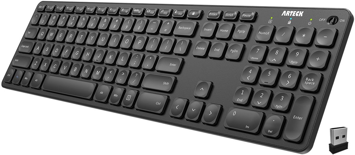 SnelShoppen - Draadloos Toetsenbord Ultra Slim Full Size met Numeriek Toetsenbord en Media Sneltoetsen voor Computer, Laptop, Smart TV - Oplaadbaar, G