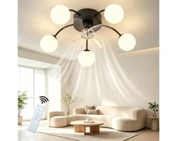 NETTLIFE Plafondventilator met Verlichting - Stil - G9 - Zwart - 6 Standen - Omkeerbaar - Met Afstandsbediening & Timer - Voor Woonkamer & Slaapkamer - Zonder Lampen
