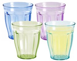 PlasticForte Drinkglazen Picardie - gekleurd - 12 stuks - kunststof - 250 ml - bekers - plastic