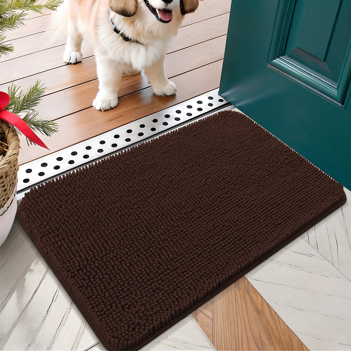 Olanly - Deurmat - Binnen deurmat - Waterabsorberend en antislip - 41x61cm - Bruin