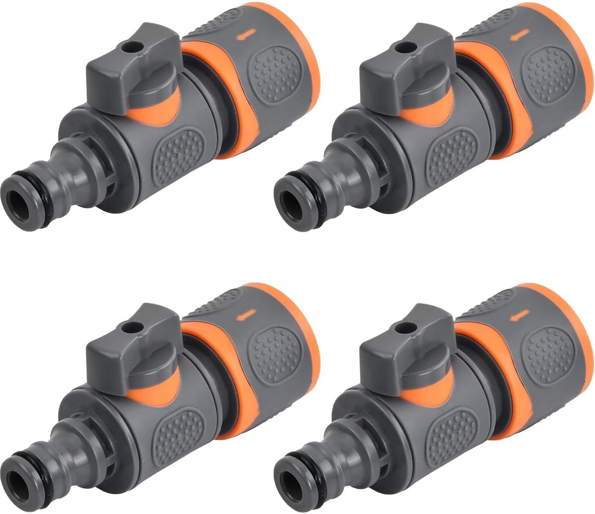 SnelShoppen - Set van 4 Tuinslangkoppelingen met Ventiel - Snelkoppeling, Kraanaansluiting, Tuinslangopzetstuk voor Perfecte Stroomregeling - Ideaal v