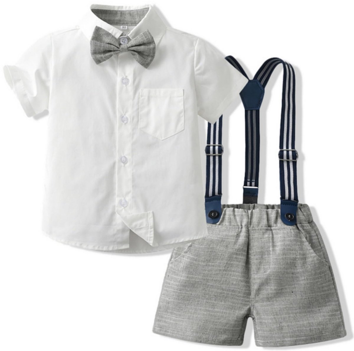 SnelShoppen - Peuter Jongens Zomerpak met Shirt en Jarretelbroek - Katoen, Maat 92/98, Ideaal voor Feestjes en Buitenactiviteiten, Casual en Comfortab