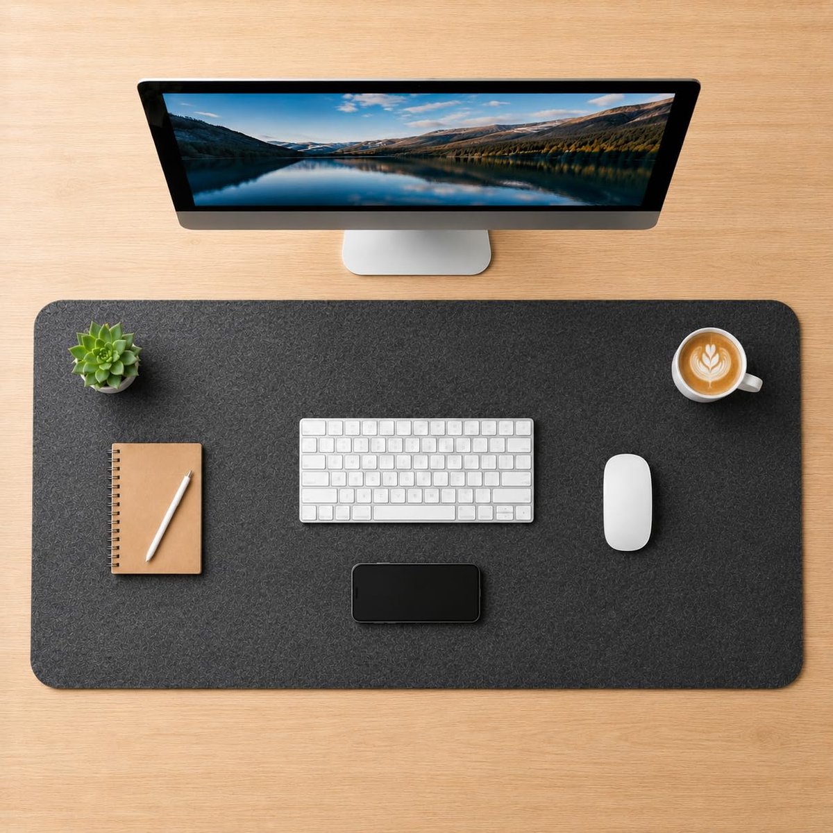 SnelShoppen - Bureau Onderlegger van Vilt - 120 x 60 cm - Grote Muismat - Antislip Desk Mat voor Thuiskantoor - Donkergrijs - Bureauonderlegger voor W — cadeau in Wonen & Interieur - foto 5