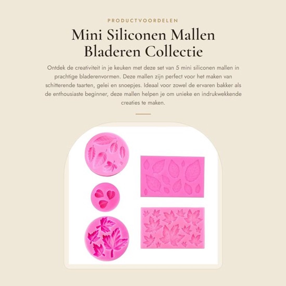 Siliconen Mal 5 Stuks - Bladeren Collectie - Fondant Mallen - 3D Bakvorm - Taart Decoreren - Ideaal Cadeau voor Keukenliefhebbers
