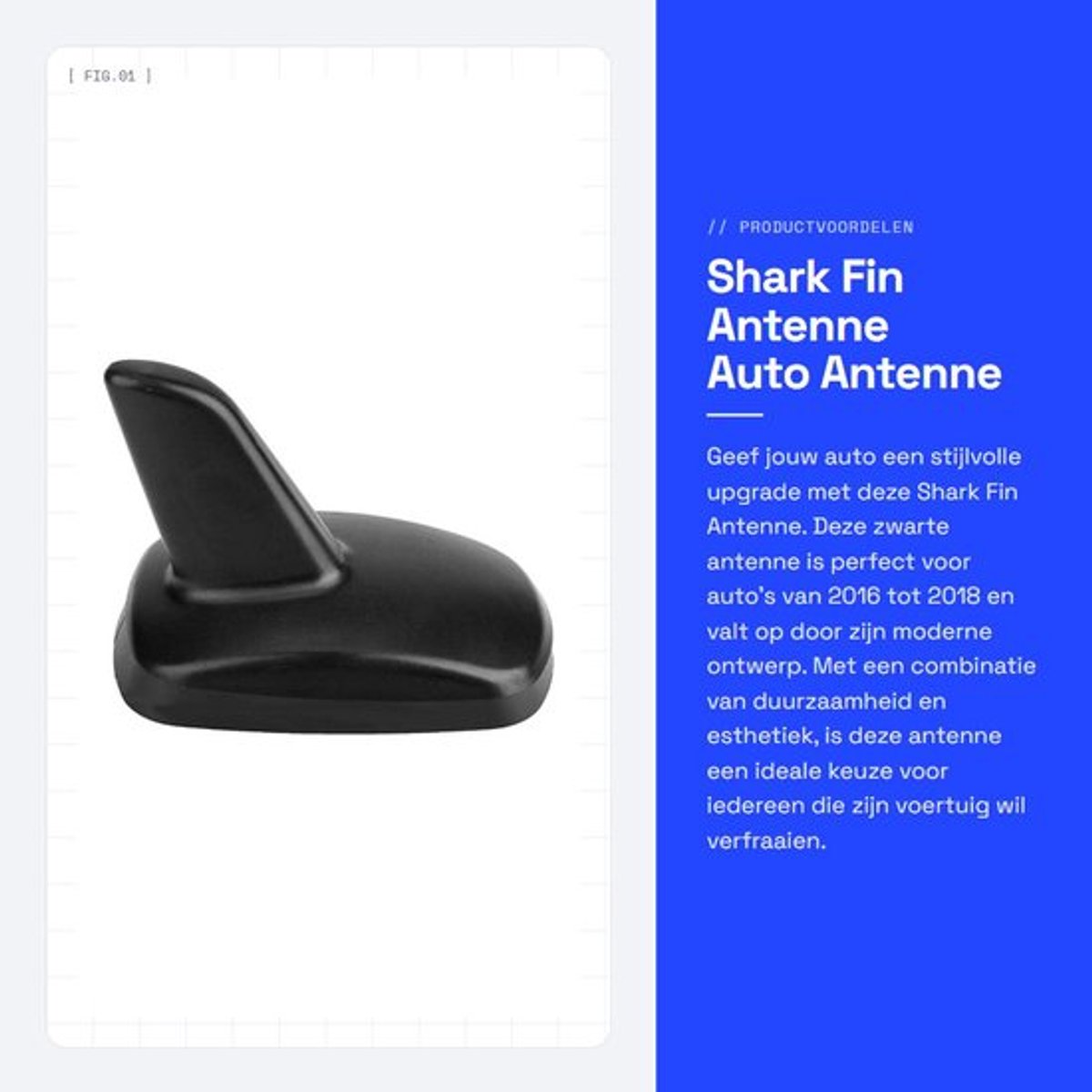 Haaienvin Antenne Zwart - Dakantenne voor Auto - Decoratie - ABS Materiaal - Eenvoudige Installatie - Geschikt voor 2016-2018