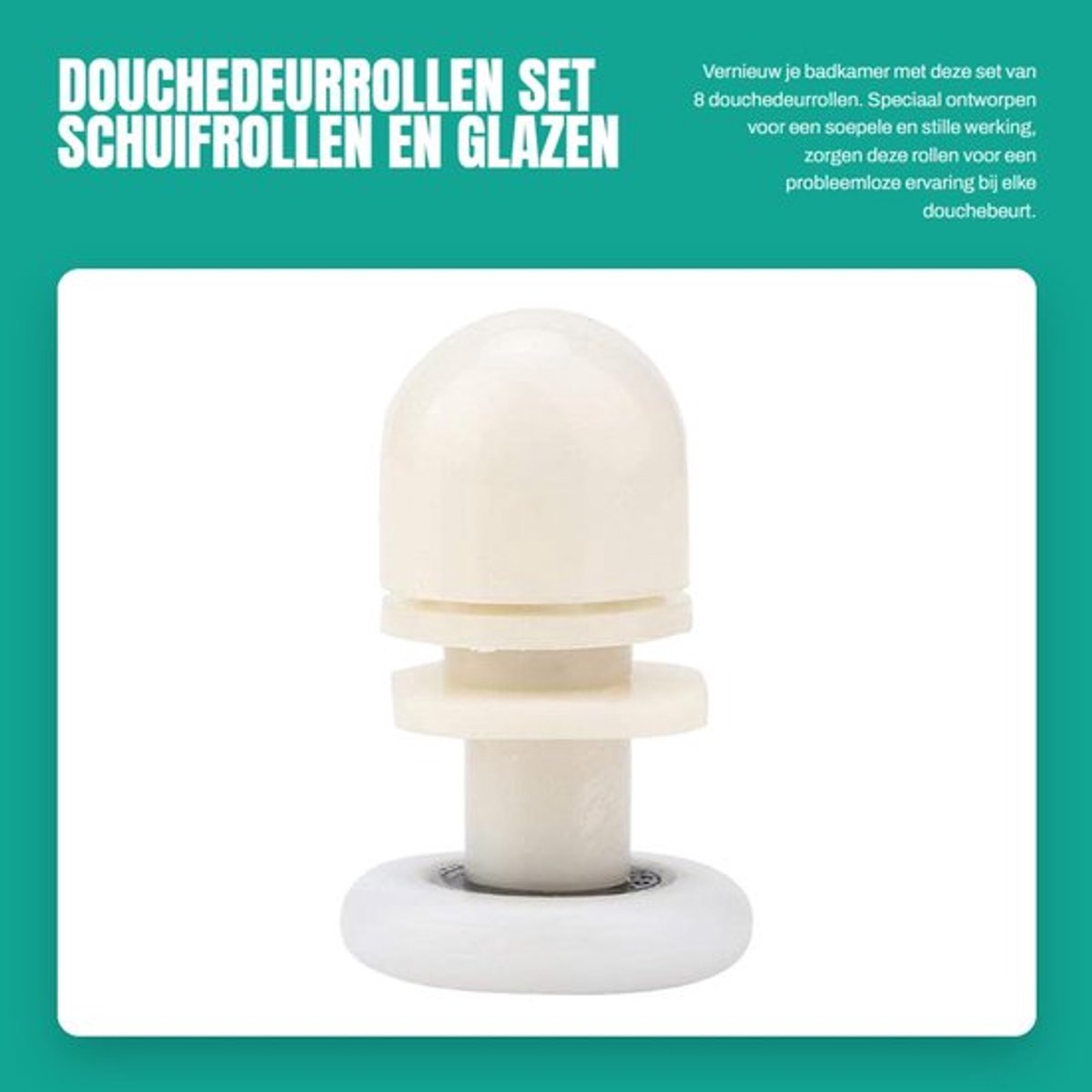 Douchedeurrollen Set van 8 - Schuifrollen - Glazen Rolvervanging - Kunststof - 20/23/25 mm - Slijtvast en Stil - Schuifdeurwielen