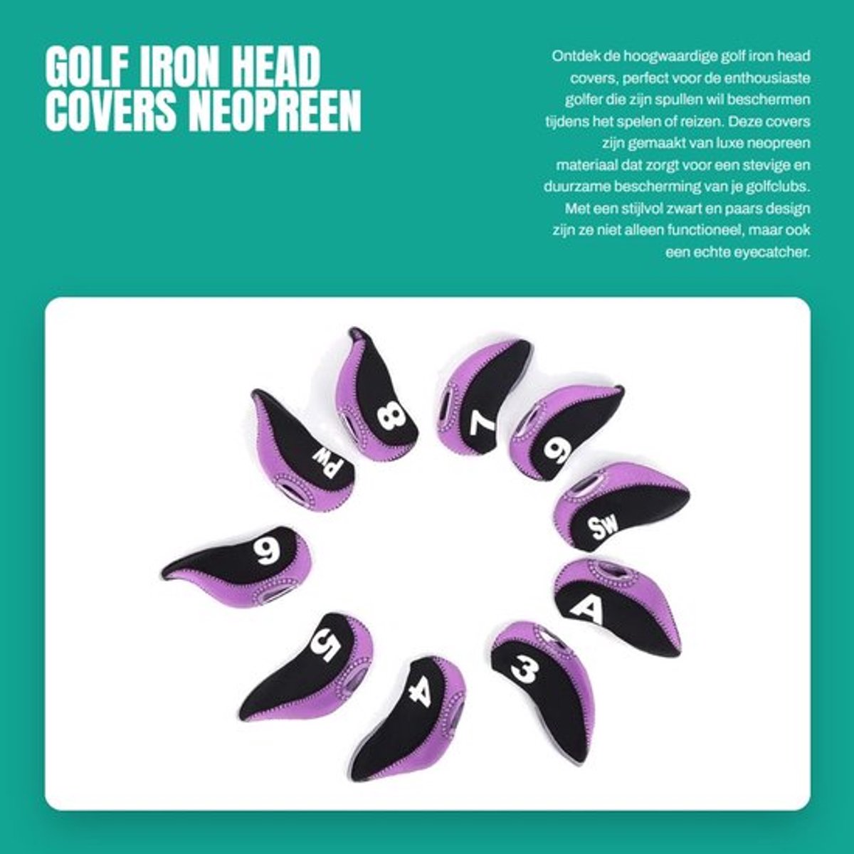 Golfcover Neopreen - Universele Zachte Golf Putter Cover - Bescherming tegen Krassen - 10 Stuks - Duurzaam en Stevig - Gehumaniseerd Ontwerp - Golfclubhoes