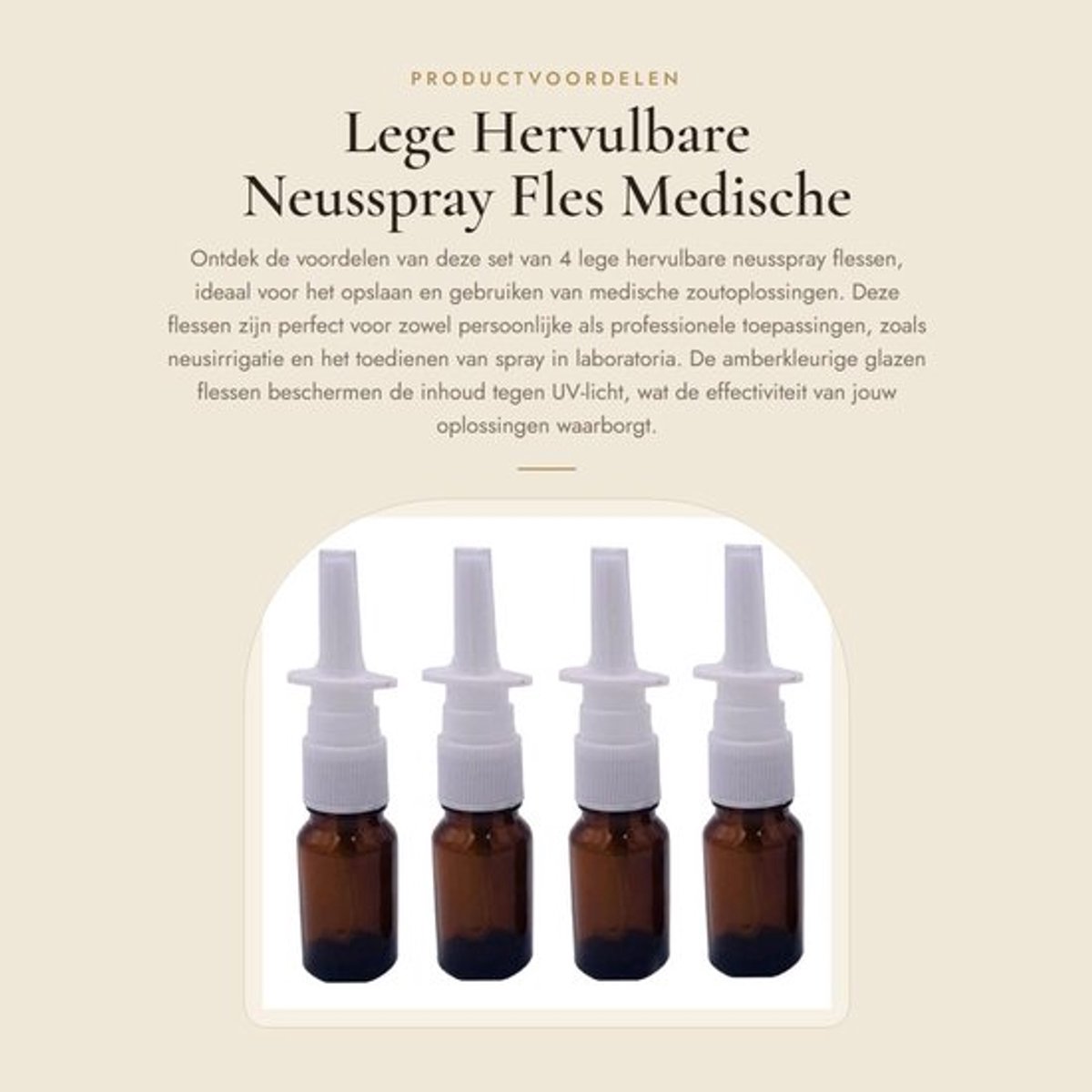Neusspray Leeg Hervulbaar - 4 x Spuitflacon - Amber Glas - 10 ml - Medische Zoutoplossing 