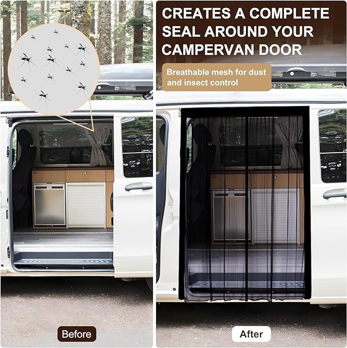 Magnetisch vliegengaas voor auto - universeel insectennet met magneetsluiting - 200 x 170 cm
