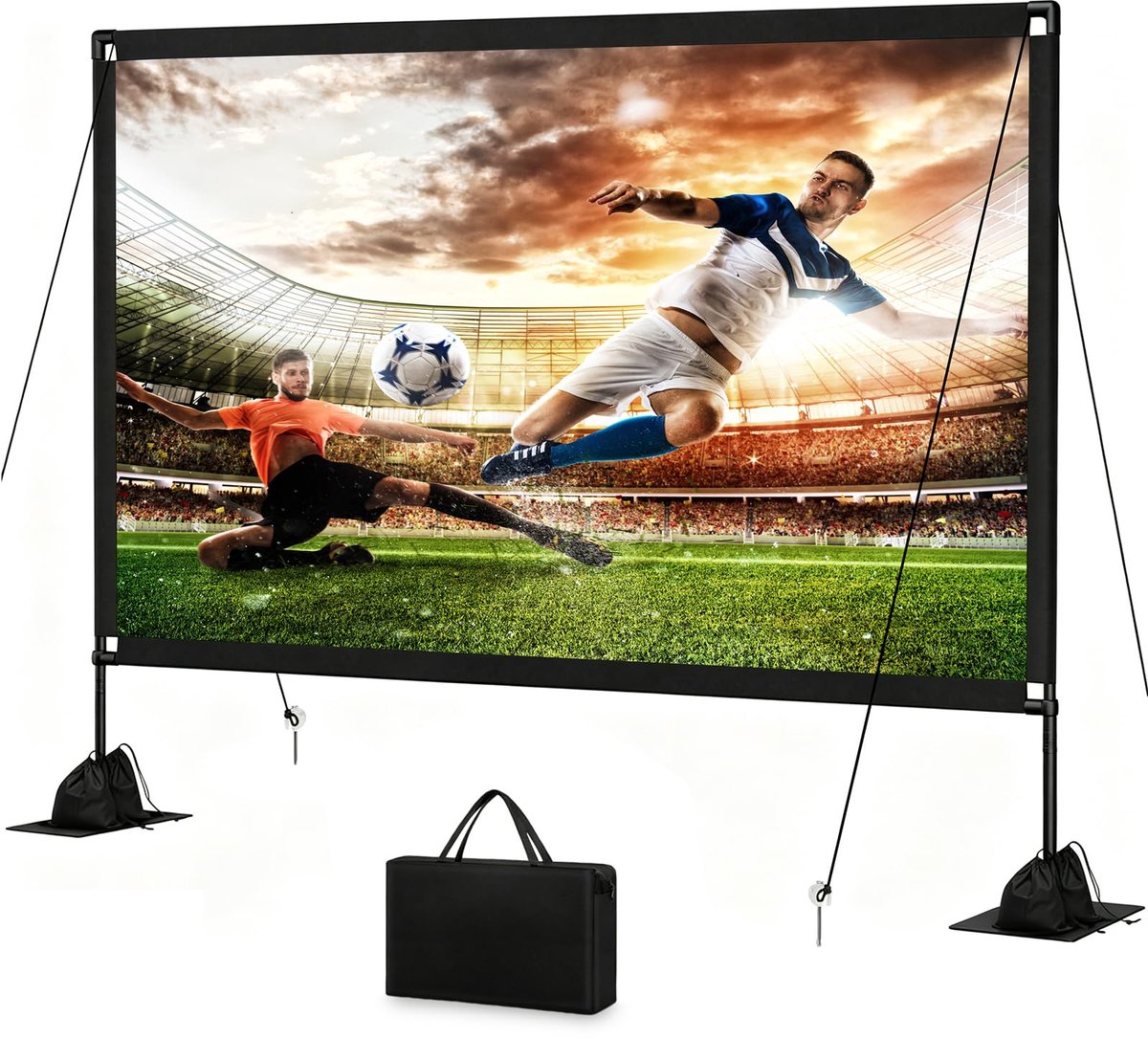 SnelShoppen - 120 Inch Projectiescherm met Statief, 16:9 4K HD Draagbaar, Kreukvrij Voor- en Achterprojectie, Inclusief Draagtas, Ideaal voor Thuisbio
