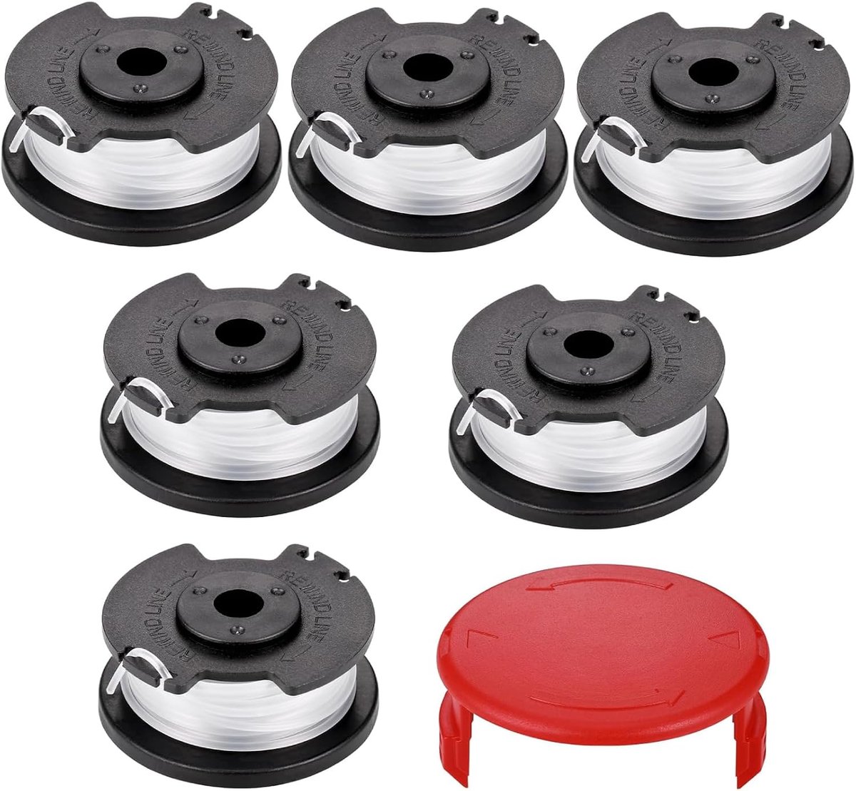 SnelShoppen - 6 Reserve Draadspoelen voor Eén-Hell Grasmaaier GE-CT 18/28 Li TC, 1.6 mm, Geschikt voor TLE-03 Spool, Tuinaccessoires