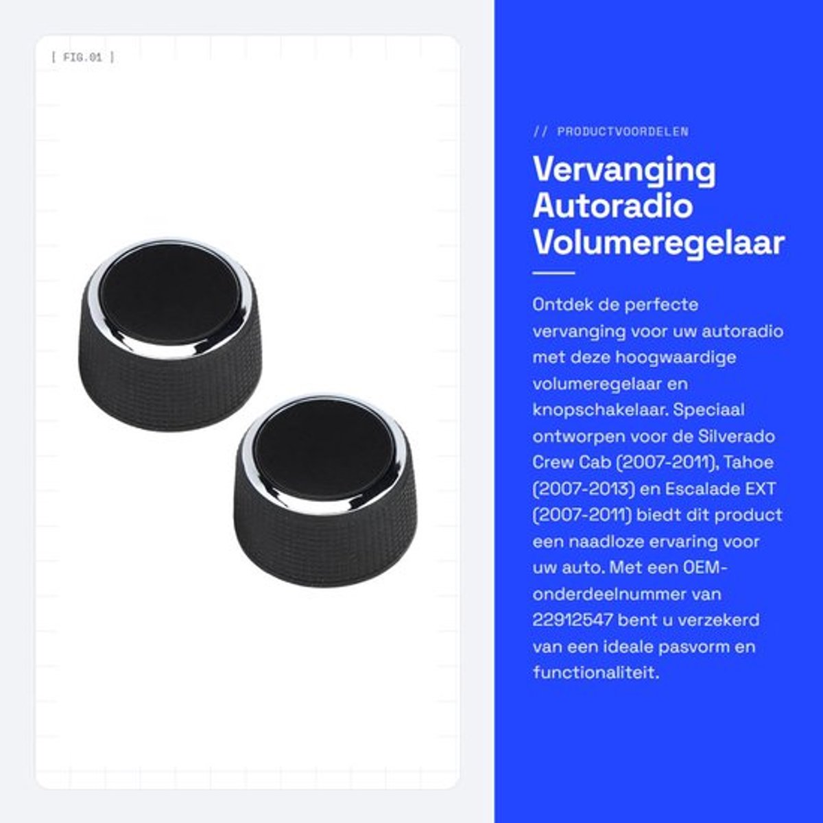 Knopschakelaar Vervanging - Volumeregelaar - Airconditioning - 2 Stuks - OEM-nummer 22912547 - Duurzaam ABS Materiaal - Radioknop