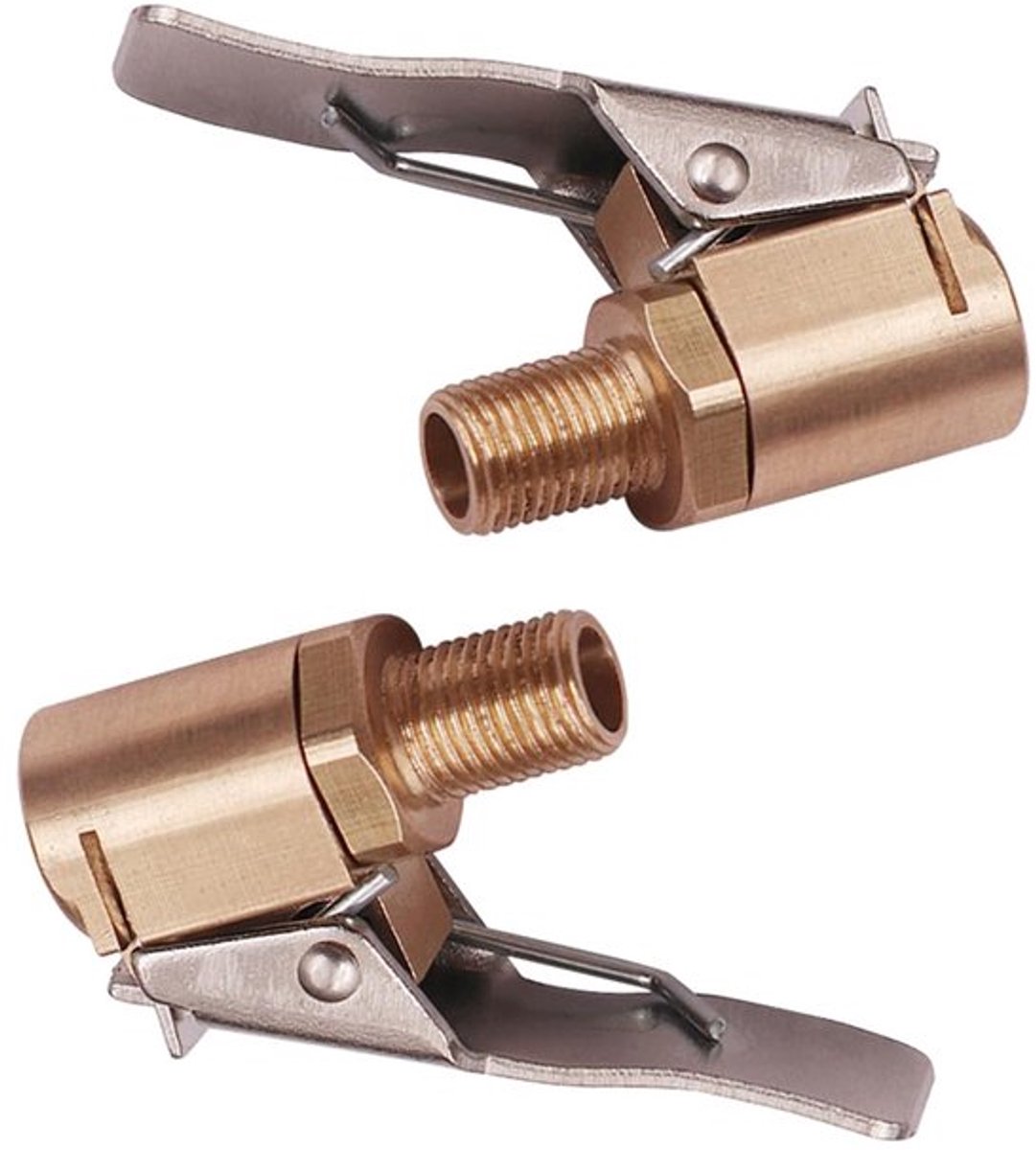 Bandenventiel 2-pack - Adaptermondstuk - Messing - Luchtpomp clip - Perslucht ventielstekker - Hoogwaardige duurzaamheid - 30 x 7,3 mm