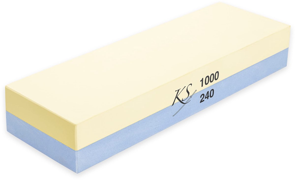 SnelShoppen - Katana Saya Messenslijper Kit, Witsteen Set Grof/Medium (240/1000 Grit) met Antislip Basis, Niveller en Doek voor Keuken, Koken, Hobby,