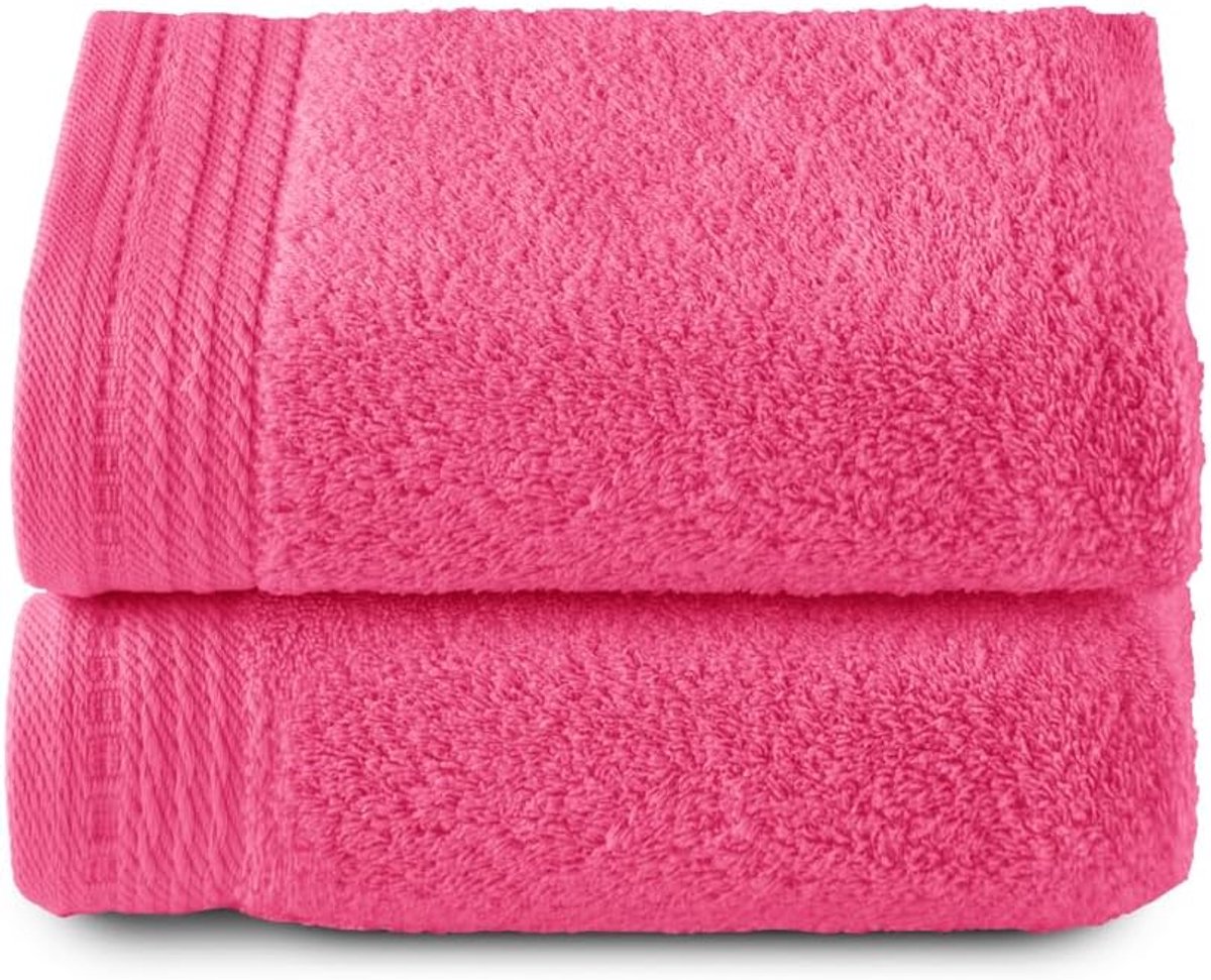SnelShoppen - Premium grote badhanddoeken set van 2, 50 x 100 cm, 100% katoen, 600 gram, aardbeien kleur, luxe badtextiel voor thuis, zwembad en welln