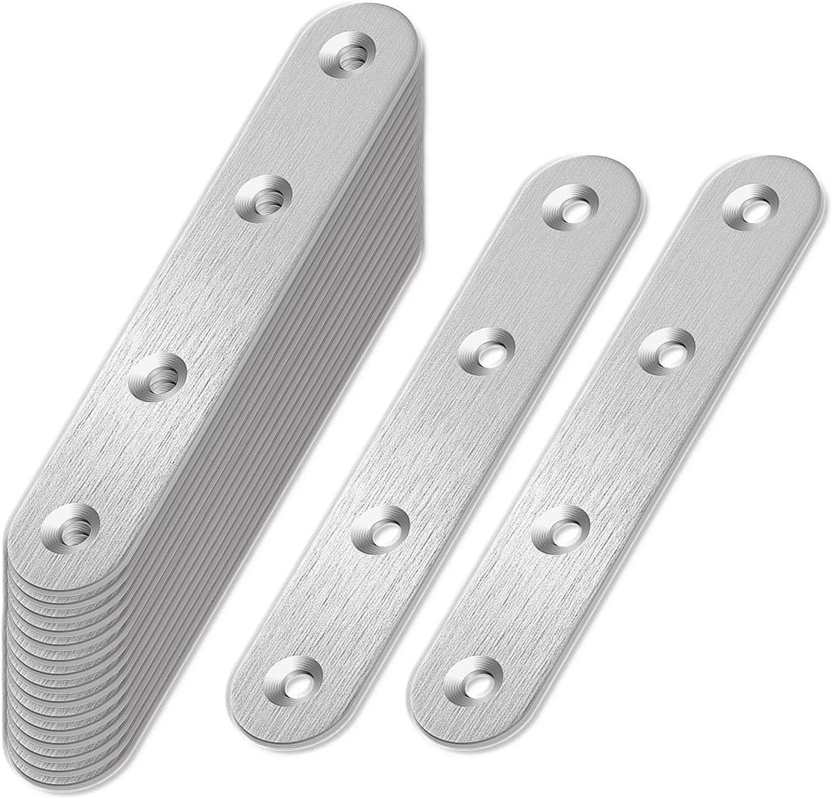 20 Stuks Perforatieplaten van RVS, Verbindingselementen voor Hout en Metaal, 97 x 17 x 2 mm, Geschikt voor Meubelconstructie en Doe-Het-Zelf Projecten