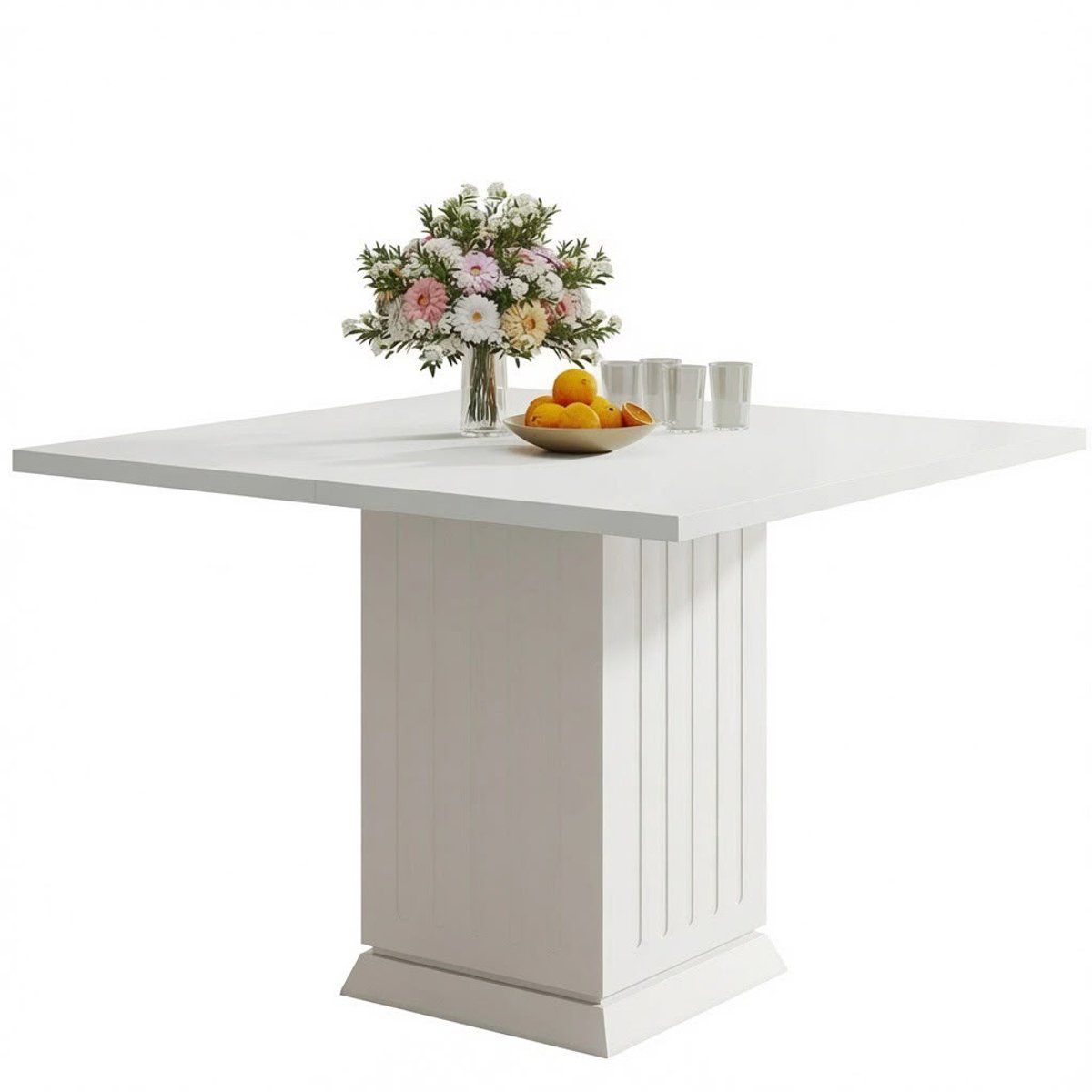 Atlasyx eettafel - Tafel - Keukentafel - Eetkamertafel - Bistrotafel - Inclusief 2 placemats - 4 personen - 90 x 90 cm - Wit