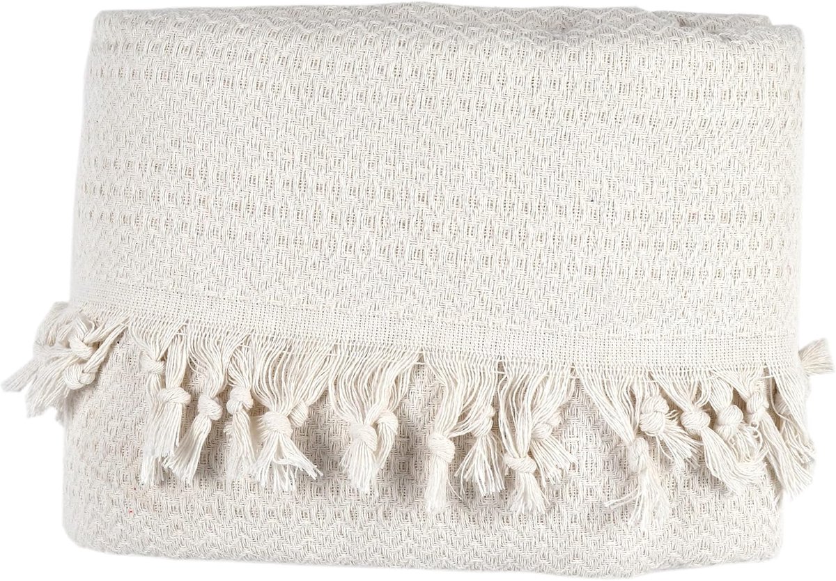 SnelShoppen - Dubbel Bedsprei Witte Katoenen Sofa Dekentje Knuffel TV Dekentje Fauteuil Dekentje Reversibel Bedgooi Zomer Dekentje Picknick Dekentje 2