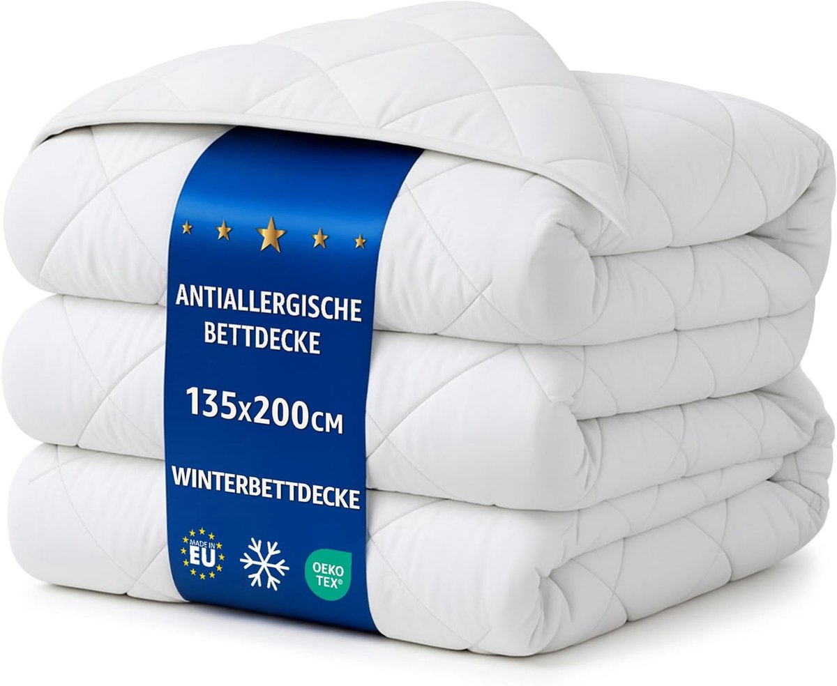 Dekbed 135 x 200 cm - microvezel vulling - wit - geschikt voor het hele jaar - ShopVlot