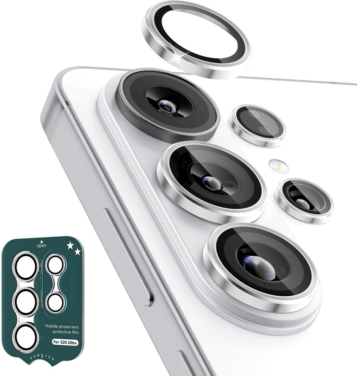 SnelShoppen - Camera Lens Beschermer voor S26U - Zilver - Premium Bescherming - Krasbestendig - Hoogwaardige Materialen - Ideaal voor Fotografie, Reiz
