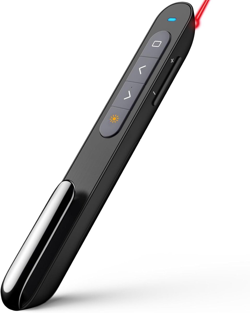 SnelShoppen - Draadloze Bluetooth Presentatie Clicker voor PowerPoint met Aanwijzer, 100m Bereik, Geschikt voor Docenten en Sprekers, macOS Compatibel