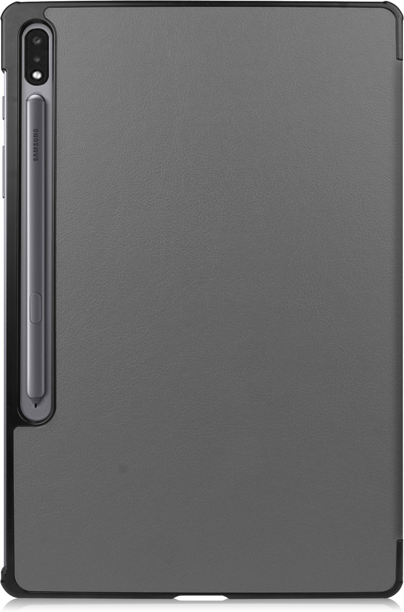 Samsung Galaxy Tab S7 Plus / FE / Lite Drievoudig hoesje PU leer / PC grijs