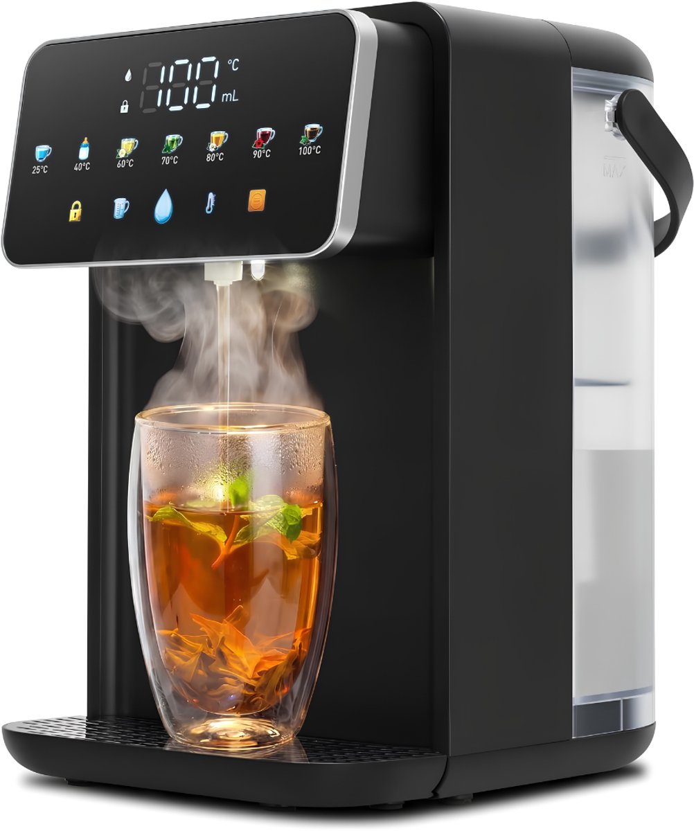 JCP® Heetwaterdispenser - 3.2 L Capaciteit - Waterdispenser - Heetwatertap - Zwart - 20cm x 26cm x 30cm