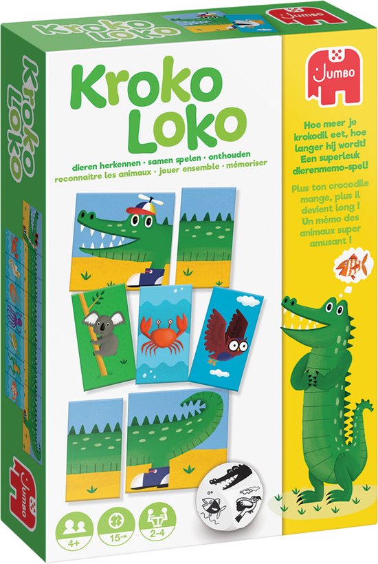 Jumbo - Kroko Loko- Kinderspel met dobbelsteen en memory - Vanaf 4 jaar - 2 tot 4 personen