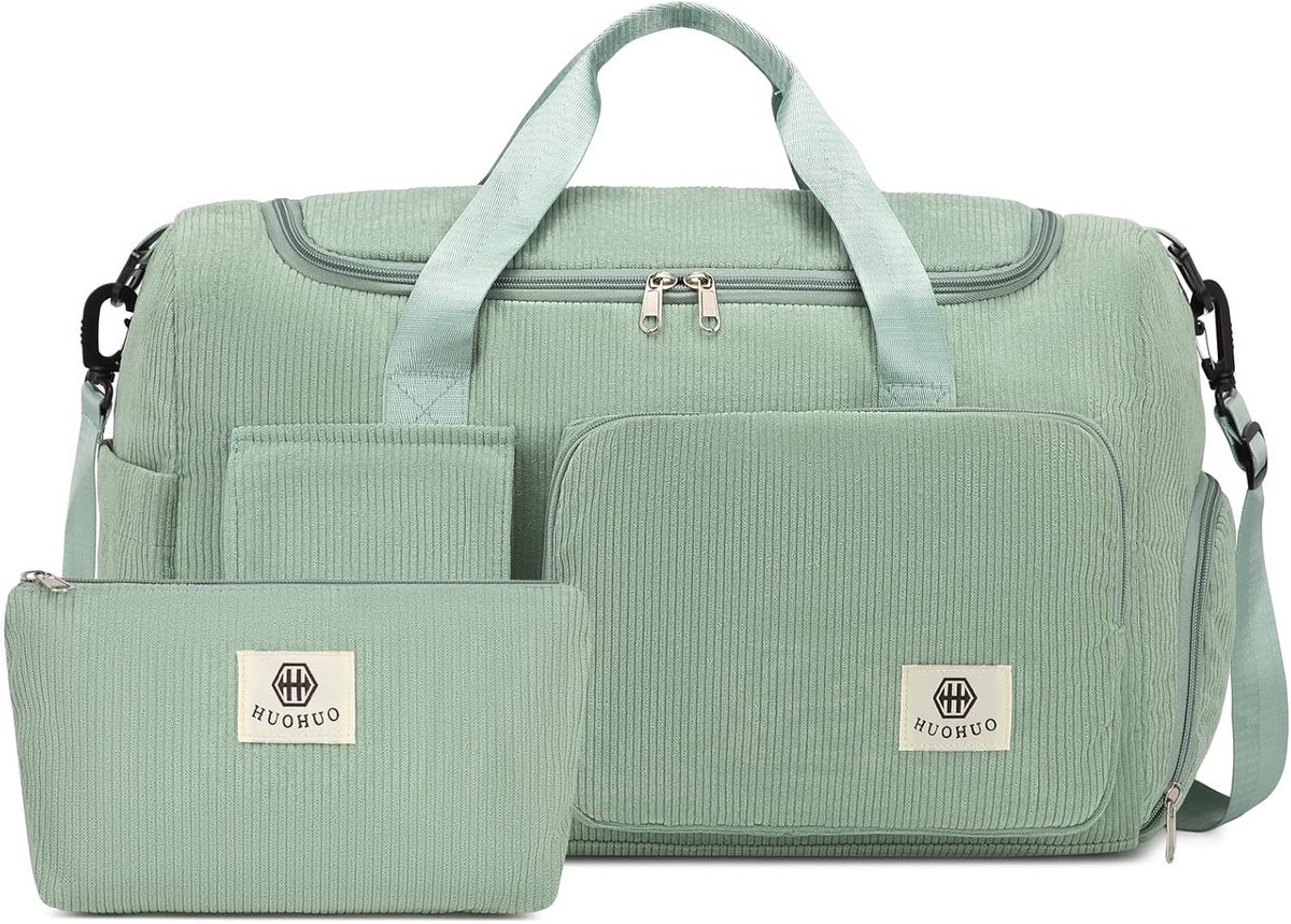 SnelShoppen - Kindersporttas Reisbagage voor Jongens en Meisjes met Vochtcompartiment, Duffle Bag voor Zwemmen, Sport, Weekend, Outdoor, 40L, Mint Gro