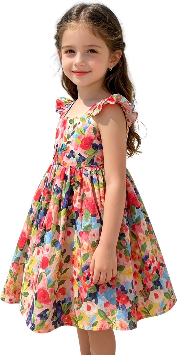 Currero Zomerjurk Meisjes Zomerjurken Kinderen Jurk Meisje Ibiza Stijl Sundress Kinderkleding Meerkleurig 1-2 Jaar Multicolor