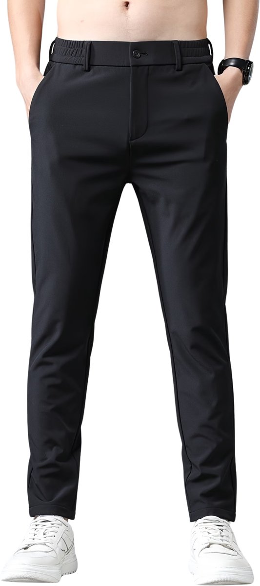 Currero Pantalon Heren Chino Regular Fit Golfbroek Nette Broek Met Elastische Tailleband Volwassenen L/XL Zwart