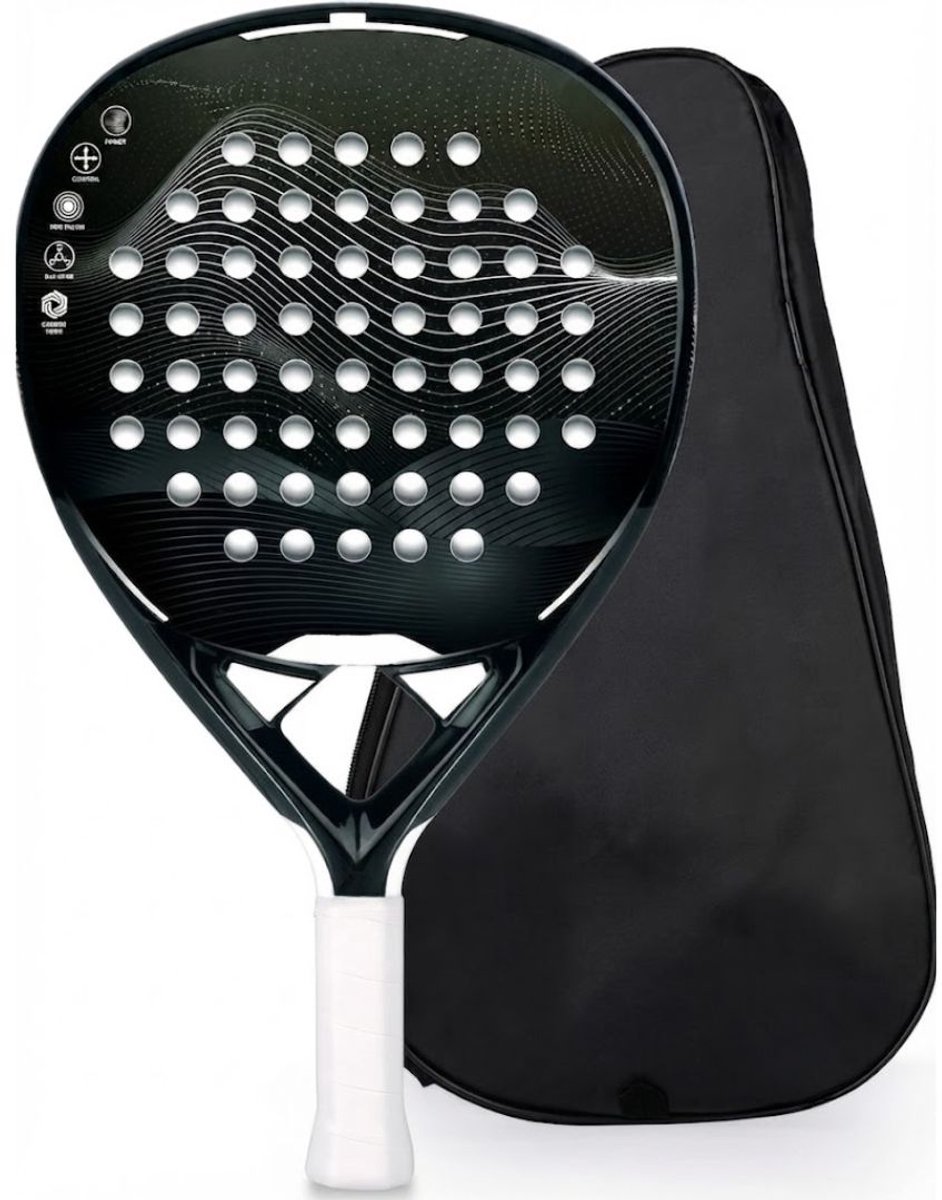 SP® Padelracket - Pro Padeltennisracket - Inclusief Gratis Draagtas - Zwart - 46cm x 26cm x 4cm