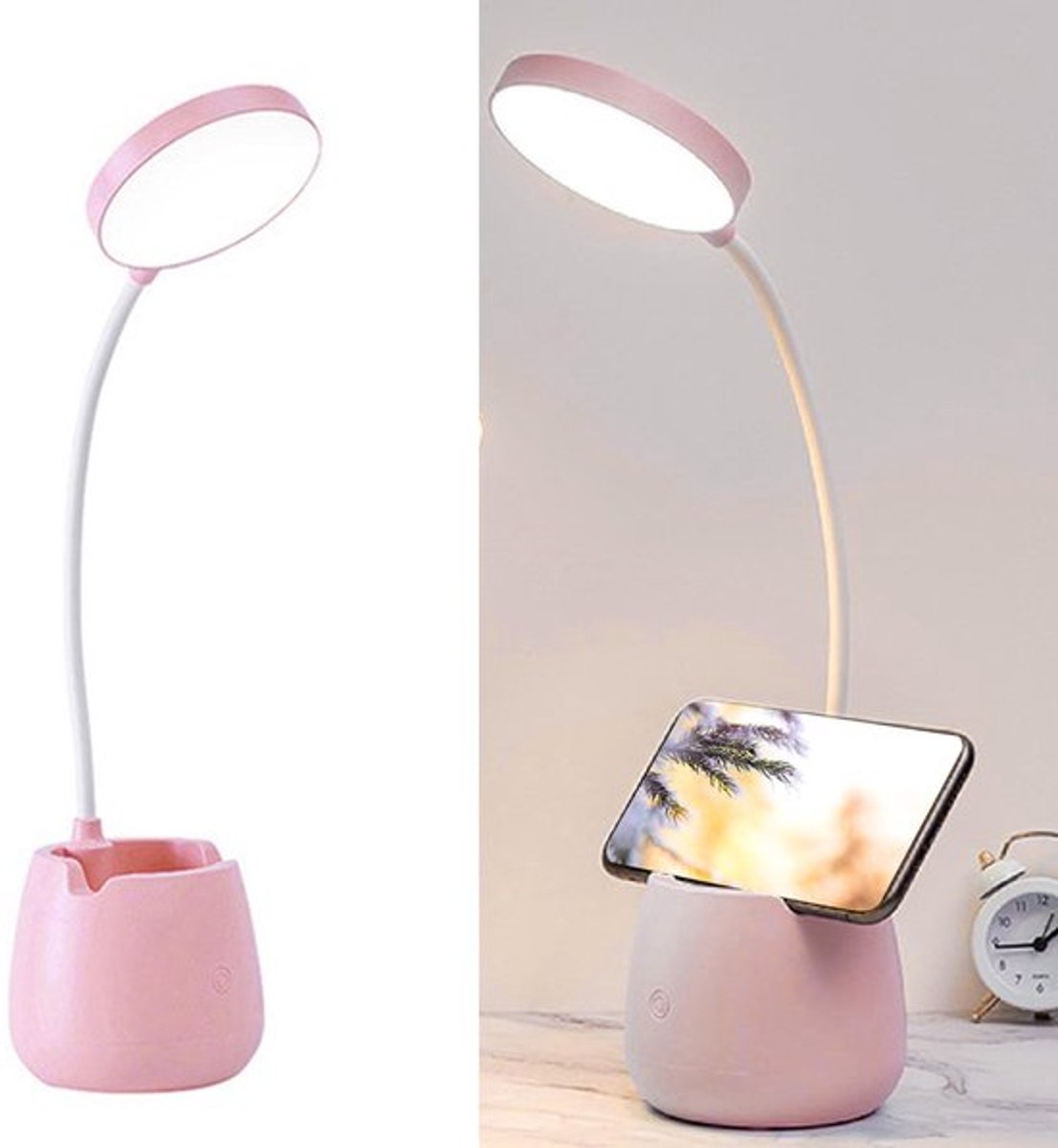 Oplaadbare leeslamp, LED-bureaulamp voor kinderen, 3 kleurstanden, traploos dimmen, geschi