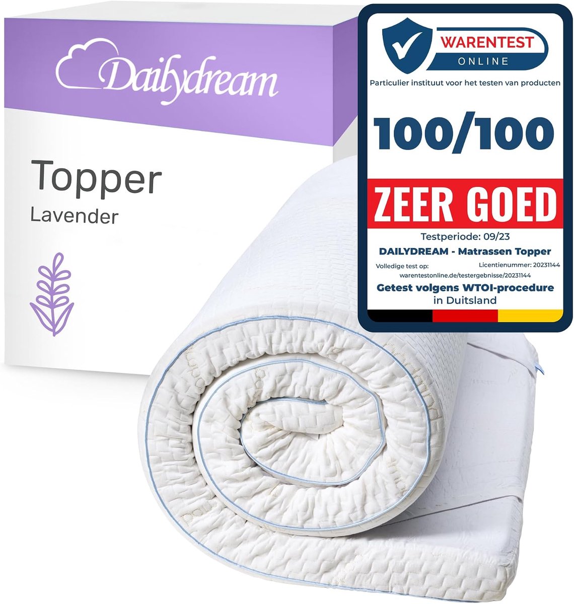 Dailydream Matrastopper 90x190x5 cm - Traagschuim - Editie Lavendel, model M - ShopVlot