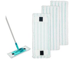 Vier vervangende mophoezen Geschikt voor LEIFHEIT CLEAN TWIST M ERGO MICRO DUO, vervangende microvezelmoppads voor de platte mop, en accessoires voor de natte en droge mopkop.