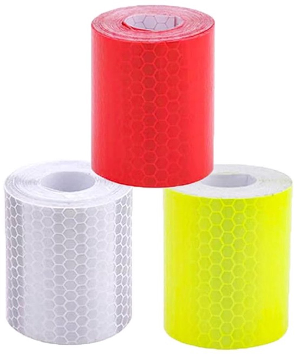 3 rollen reflecterende tape - waterdichte veiligheidstape - met hoge zichtbaarheid - gemakkelijk te verwijderen achterkant - fluorescerend - voor voertuigen, aanhangers, kleding en helmen - 5 cm x 3 meter