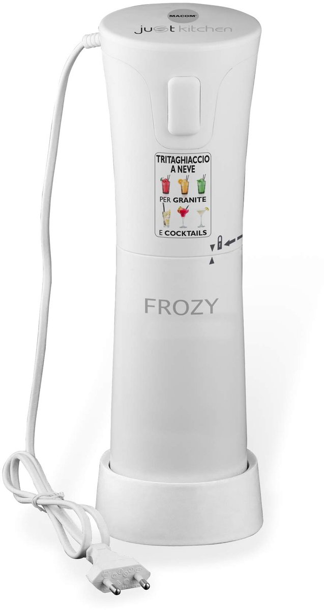 SnelShoppen - Elektrische Hakmolen - Macom Just Kitchen 861 Frozy Ice Crusher voor Graniet en Cocktails - 30 W - Wit Kunststof - Ideaal voor Feest en