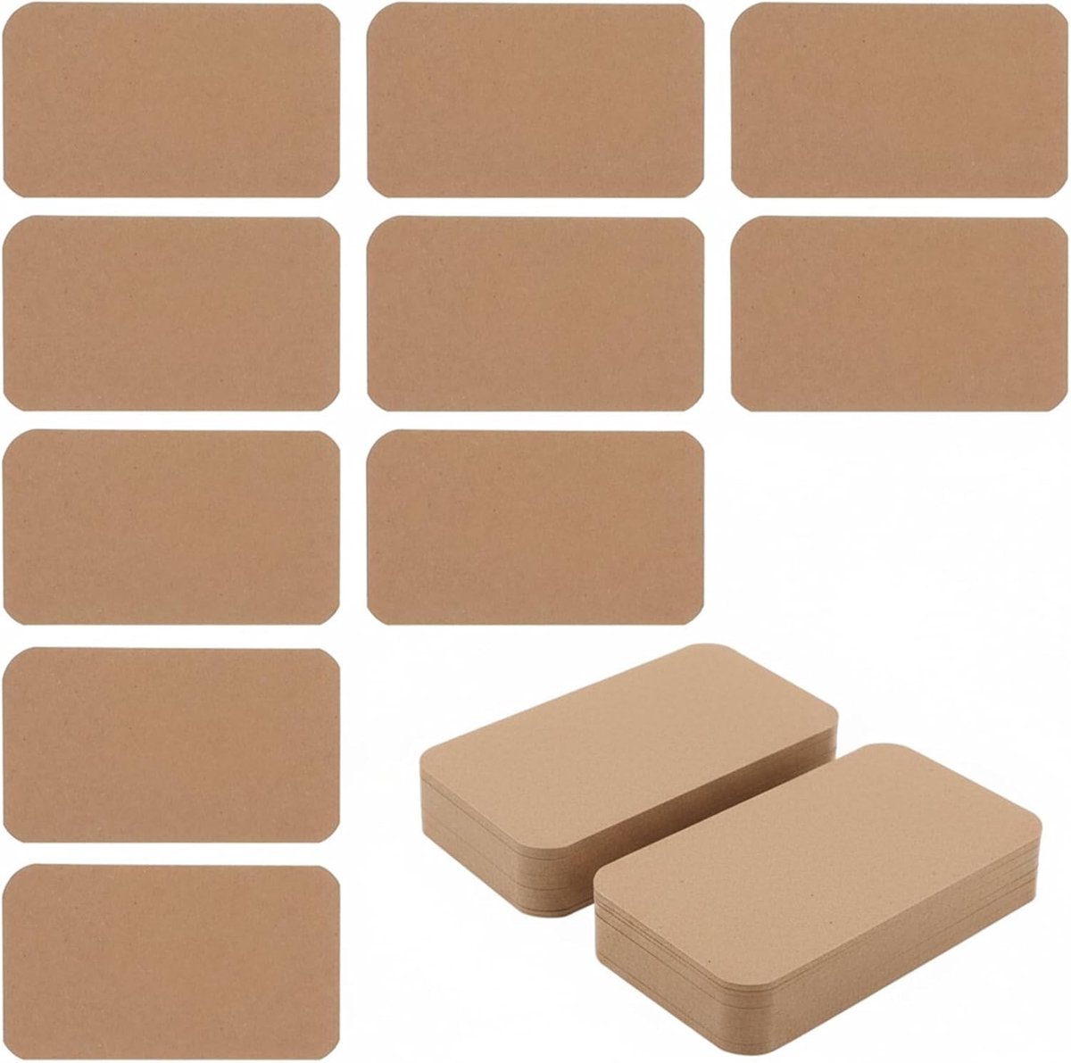100 Stuks Mini Vintage Lege Notitiekaarten - Perfect voor Scrapbooking, Cadeautags en Labelgebruik (9 x 5 cm, Bruin)