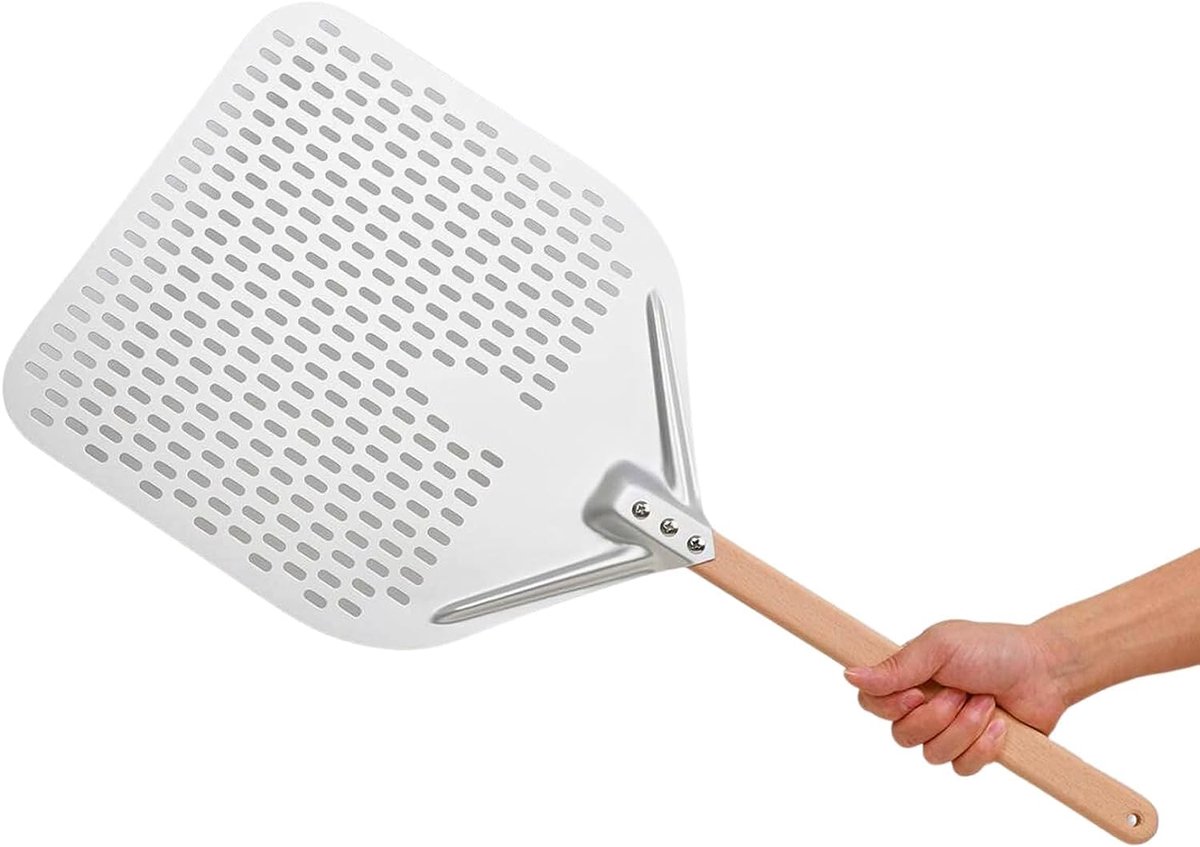 SnelShoppen - Pizzaschep van geanodiseerd aluminium met houten handvat, demonteerbaar, 30 + 40 cm voor pizza, brood en zoete lekkernijen, ideaal voor