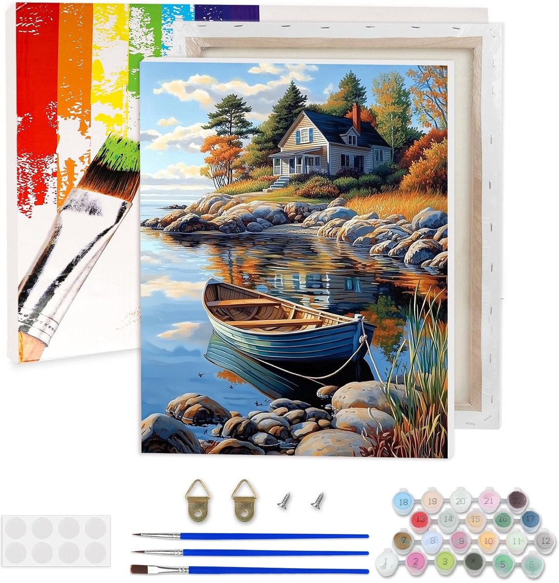SnelShoppen - Schilderen op Nummeren voor Volwassenen - DIY Acryl Schilderset met Kleuren en Kwasten - 30x40 cm Ingelijst - Perfect voor Beginners en