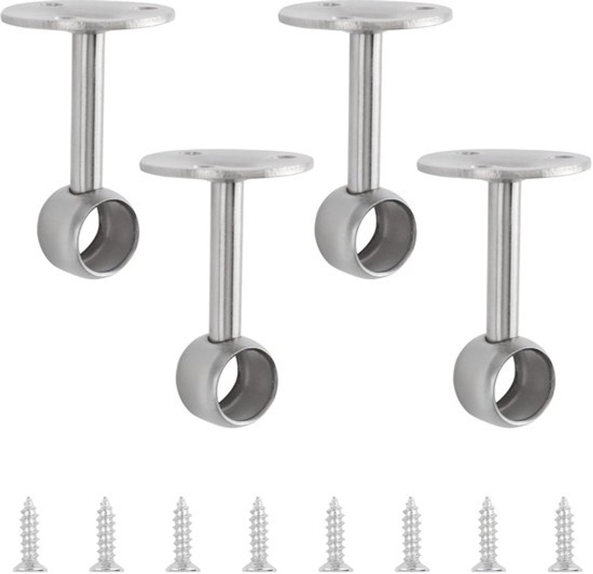 Plafondgordijnstangbeugel 4 Stuks - Zware Gordijnroedehouder - Plafondmontagebeugel - Kaststanghouder - Roestvrij Staal - Ondersteunt 16 mm Palen - Gordijnbeugel